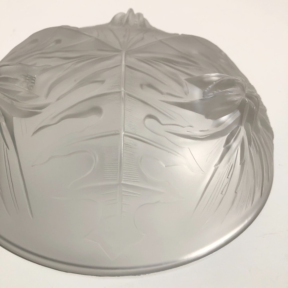 vintage frosted glass footed round bowl thistle console bowl AS IS small chips - Picture 12 of 15